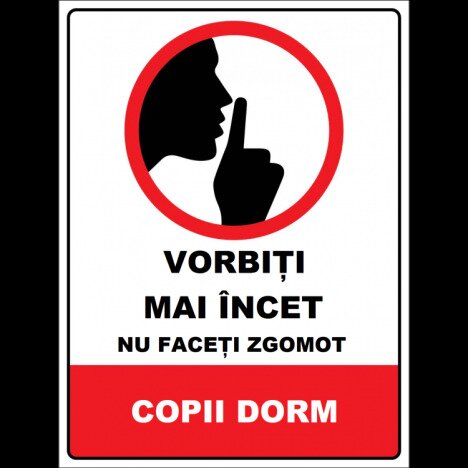 Placuta vorbiti mai incet nu faceti zgomot copii dorm